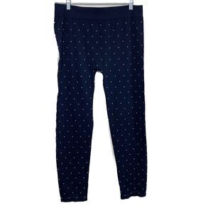 First Looks Leggings Womens L/XL Navy Blue Polka Dot High Waist Seamless Stretch